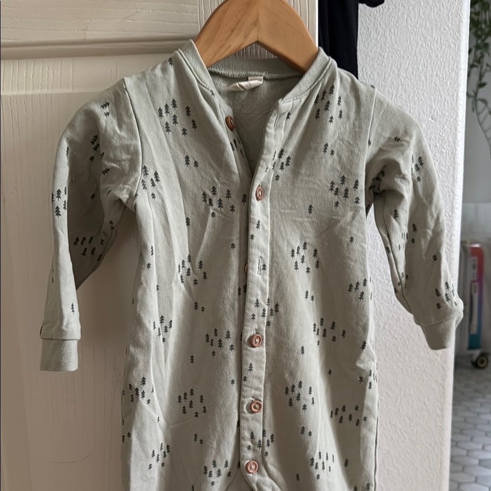 Quincy Mae Green Eyelet pajama footless onesie